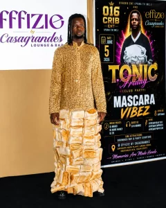Mascara Vibez Steals the Spotlight in Unique Bread-Inspired Outfit at Effizie Casagrandez Event